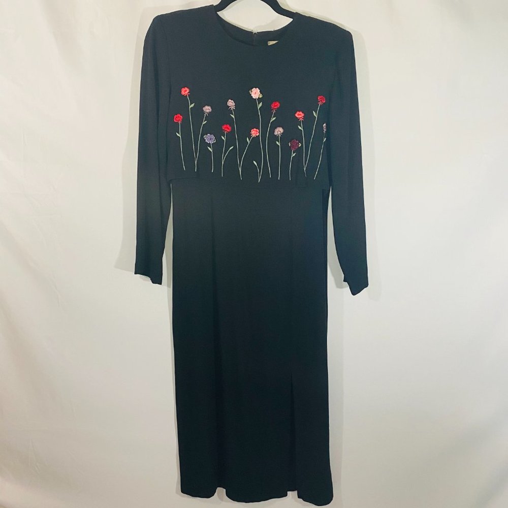 Betsy's Things Petites Black Dress with Flowers